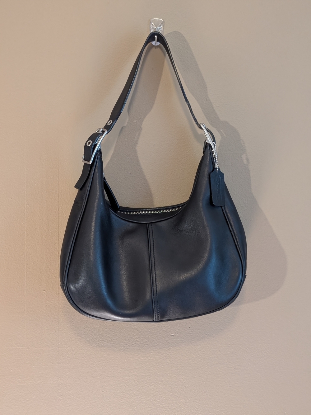 Vintage Coach Black Leather West Zoe Crescent Hobo Shoulder Bag. 9342.